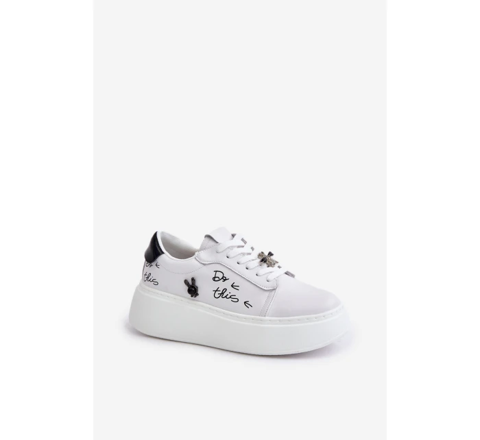 Dámské Kožené Tenisky Na Platformě S  A  Bílé model 21675574 - VINCEZA