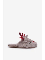 Vánoční Pantofle S Motivem Sobů Tmavě Béžové Sylaia Vánoční Pantofle S Motivem Sobů Tmavě Béžové Sylaia