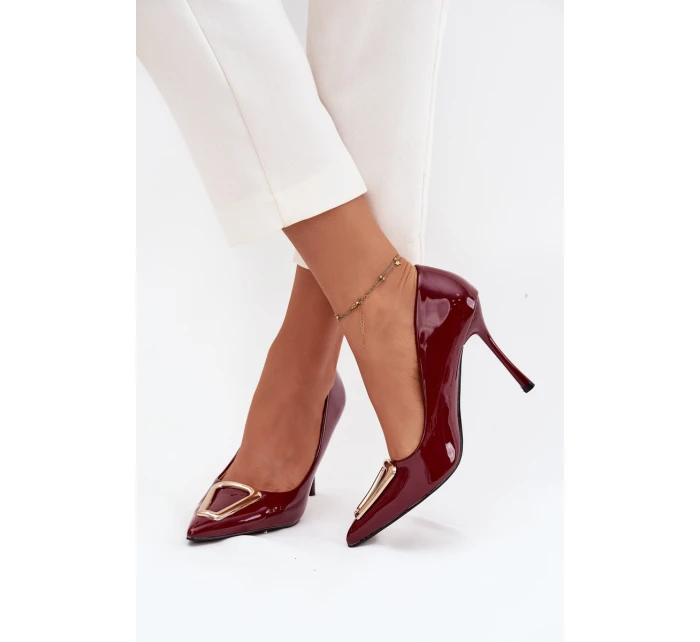 Lakované lodičky se zlatým detailem bordó Paivelle