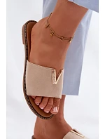 Dámské ploché nazouváky s ozdobným detailem V béžové model 22111384 - Boto