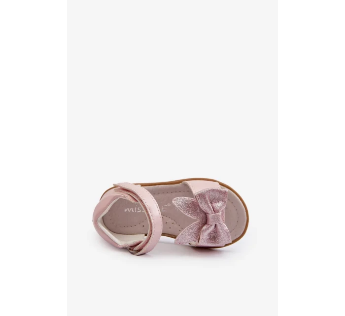 Dětské sandály s mašlí a zapínáním na suchý zip, růžové Wistala Dětské sandály s mašlí a zapínáním na suchý zip, růžové Wistala