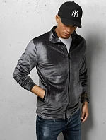Pánská šedá velurová mikina FashionStreet BX5535