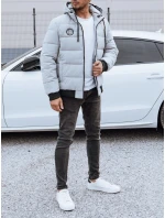 Pánská prošívaná zimní bunda s kapucí šedá FashionStreet TX4830 Pánská prošívaná zimní bunda s kapucí šedá FashionStreet TX4830