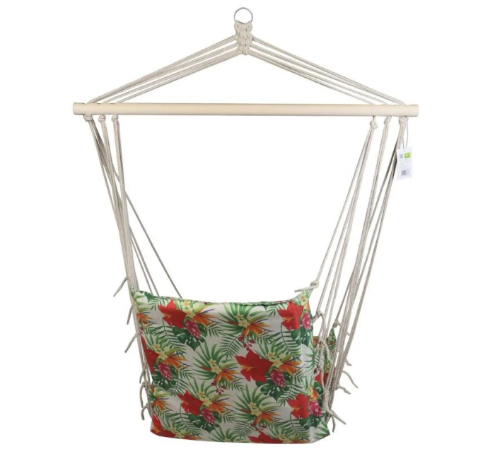 BRAZILSKÁ ZÁVĚSNÁ SEDAČKA HAMAK 100x50CM NATURE S TROPICKÝMI DŽUNGLOVÝMI PODRUČKAMI