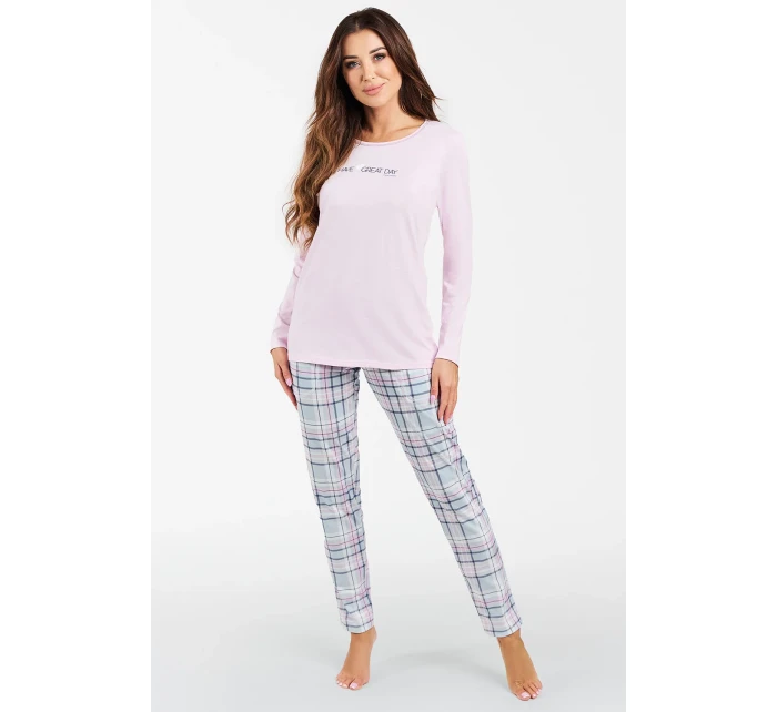 Italská móda Glamour s dlouhým rukávem barva:růžová/potisk