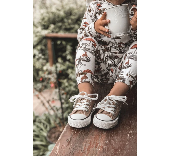 Dětské Brokátové Tenisky Růžové Zlato Bling-Bling Dětské Brokátové Tenisky Růžové Zlato Bling-Bling