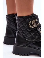 Dámské boty Workery s ozdobou černou model 21632247 - Boto Dámské boty Workery s ozdobou černou model 21632247 - Boto