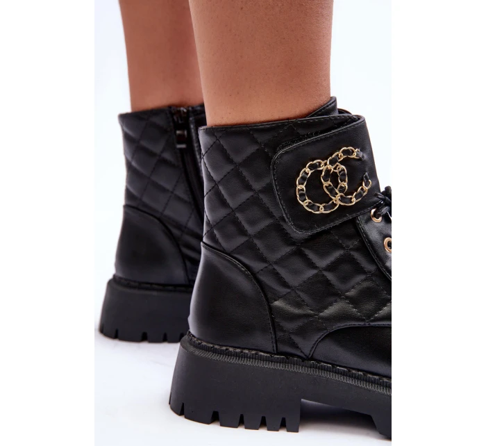 Dámské boty Workery s ozdobou černou model 21632247 - Boto Dámské boty Workery s ozdobou černou model 21632247 - Boto