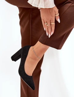 Eko Semišové Lodičky Na Podpatku Černé model 21690591 - Boto