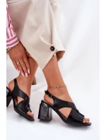 Elegantní Dámské Sandály Na Podpatku Vinceza 62238 Černé