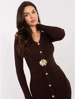 PM SK šaty DF61032.80 tmavě hnědé