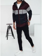 Pánský zateplený svetr s kapucí vínový FashionStreet WX2275