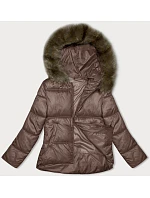 Hnědá dámská bunda se střihem model 21246838 - S'WEST Hnědá dámská bunda se střihem model 21246838 - S'WEST