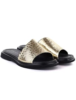 Dámské zlaté kožené žabky model 22116331 - VINCEZA