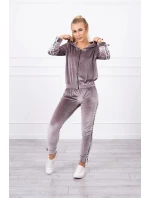 Velurová souprava s ozdobnými model 21752924 šedá - K-Fashion Velurová souprava s ozdobnými model 21752924 šedá - K-Fashion