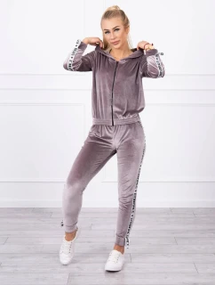Velurová souprava s ozdobnými model 21752924 šedá - K-Fashion