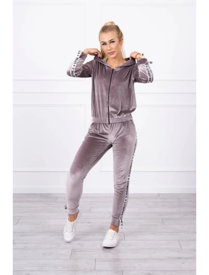 Velurová souprava s ozdobnými model 21752924 šedá - K-Fashion Velurová souprava s ozdobnými model 21752924 šedá - K-Fashion