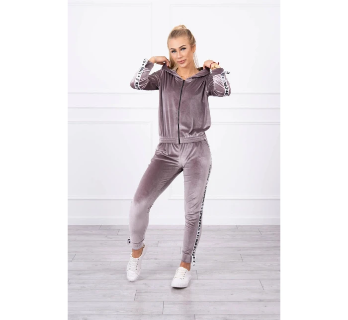 Velurová souprava s ozdobnými model 21752924 šedá - K-Fashion Velurová souprava s ozdobnými model 21752924 šedá - K-Fashion