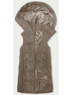 Béžová dámská vesta s kapucí (B8176-12)