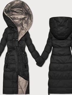 Černobéžová oboustranná zimní bunda s páskem model 21753499 - MINORITY