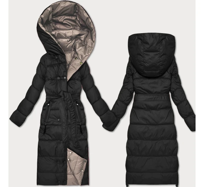 Černobéžová oboustranná zimní bunda s páskem model 21753499 - MINORITY