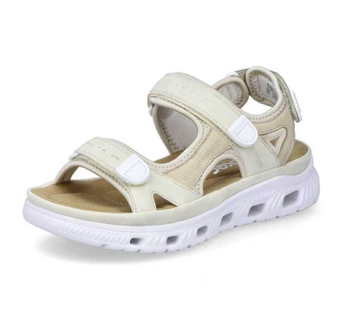 Pohodlné sandály na suchý zip Rieker W RKR691 beige