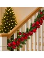 VĚNEC Z VĚTVIČEK 180CM S OZDOBAMI 80 KS.SLÍDA ČERVENÁ VĚNEC Z VĚTVIČEK 180CM S OZDOBAMI 80 KS.SLÍDA ČERVENÁ