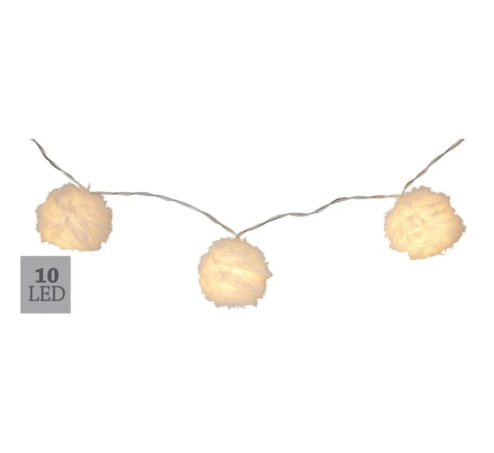 SVĚTLA GIRLANDY KOŽEŠINOVÉ KOULE NA BATERIE 50MM VEDL TEPLÁ BÍLÁ