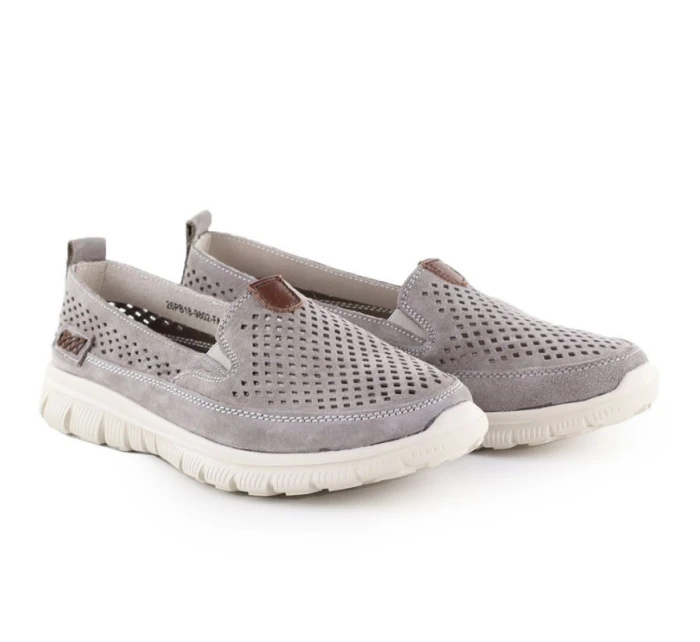 Dámská kožená prolamovaná obuv šedá eVento 9802