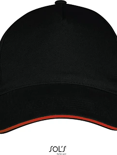 SOL'S Long Beach 5 panelová sandwich kšiltovka model 22521350 black/red