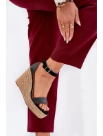 Dámské Sandály Na Klínu S Pleteninou Černé Adelio Dámské Sandály Na Klínu S Pleteninou Černé Adelio