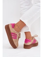 Dámské tenisky na platformě z přírodní semiš béžovo-růžové Eldira Dámské tenisky na platformě z přírodní semiš béžovo-růžové Eldira