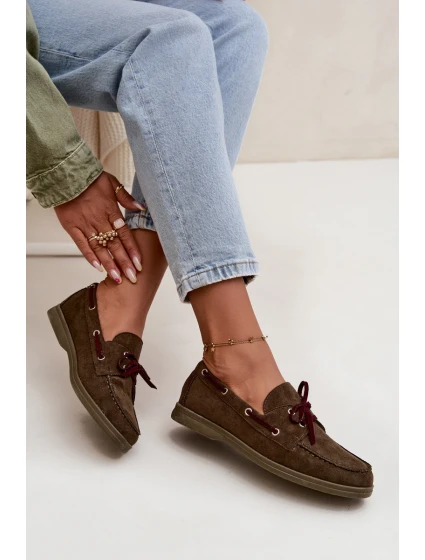 Dámské polobotky mokasíny se šněrováním Calivra – tmavě zelené