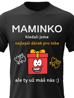 Dámské bavlněné tričko s potiskem - NEJLEPŠÍ DÁREK PRO MAMINKU - černé 