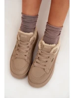 Dámské zateplené sportovní boty na platformě SS274105 Béžová - Big Star Dámské zateplené sportovní boty na platformě SS274105 Béžová - Big Star