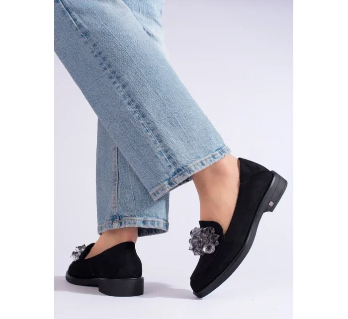 Jedinečné  polobotky dámské černé bez podpatku