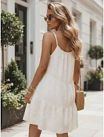 Letní dámské bavlněné vzdušné šaty v barvě ecru FashionStreet EY2678 Letní dámské bavlněné vzdušné šaty v barvě ecru FashionStreet EY2678