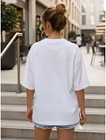 Dámské oversize tričko s nápisem, bavlněné, bílé, FashionStreet NX9003RY