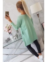 Oversize halenka s potiskem duhových rtů tmavě mátová