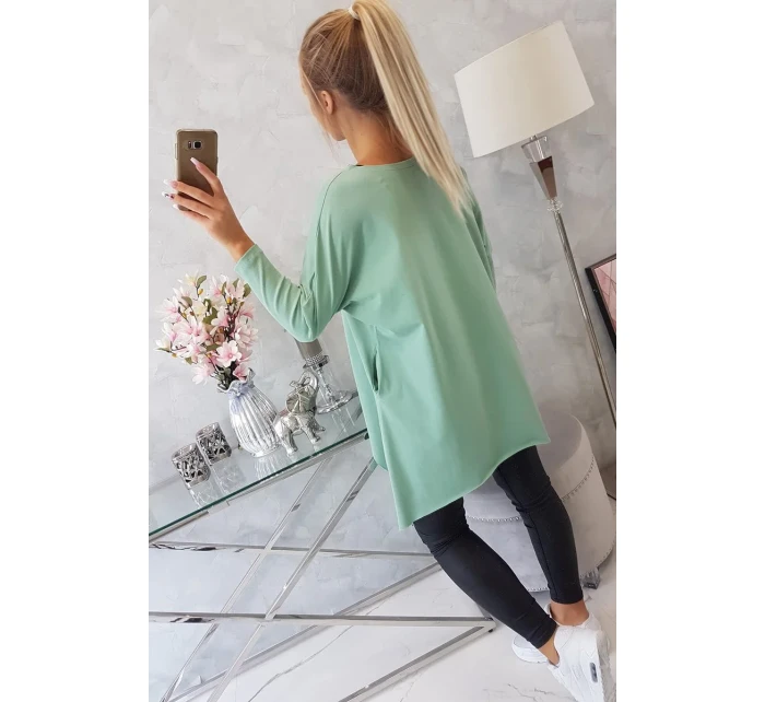 Oversize halenka s potiskem duhových rtů tmavě mátová