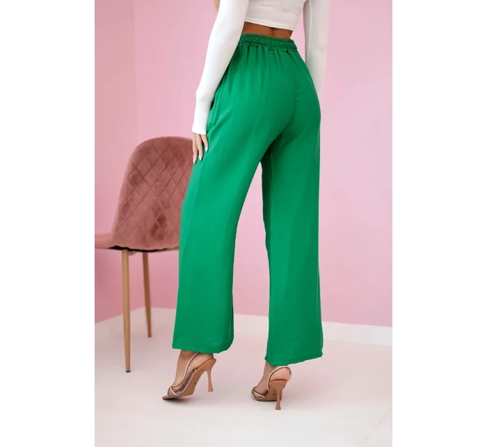 Viskózové kalhoty se širokými nohavicemi světle zelená