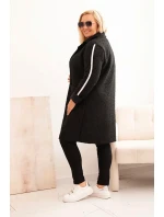 Dámský kabát Plus Size z s kapsami černý model 21297072 - K-Fashion Dámský kabát Plus Size z s kapsami černý model 21297072 - K-Fashion