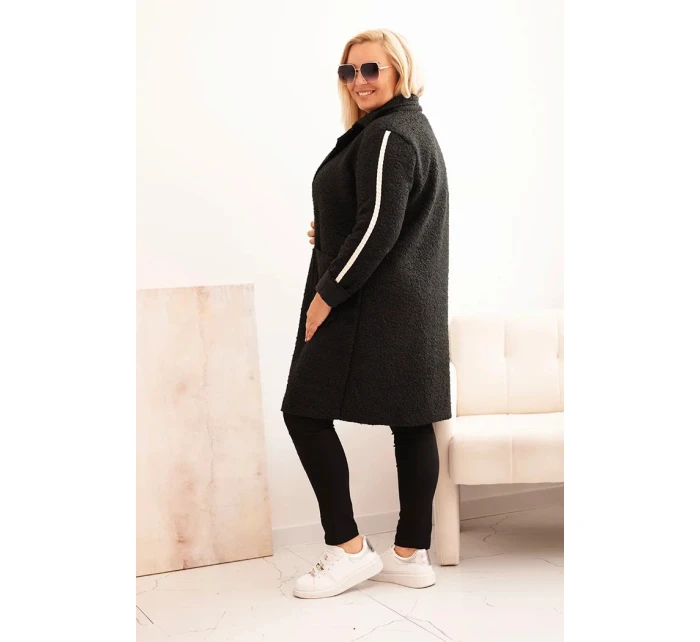 Dámský kabát Plus Size z s kapsami černý model 21297072 - K-Fashion Dámský kabát Plus Size z s kapsami černý model 21297072 - K-Fashion