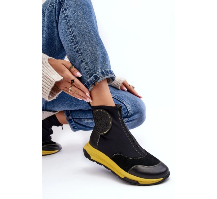 Dámské kožené boty s zipem model 21638709 černé - Maciejka