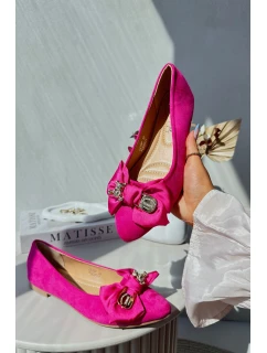 Dámské baleríny z semiše s mašlí a broží model 21666253 - Boto