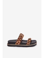 Dámské pantofle na platformě s pásky a sponami hnědé Ziferte Dámské pantofle na platformě s pásky a sponami hnědé Ziferte