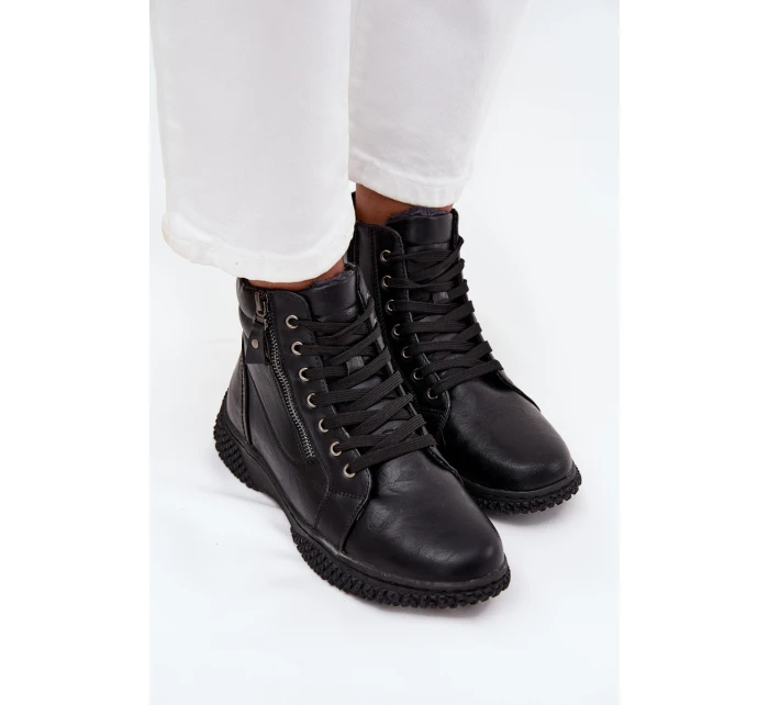 Dámské botky Ulverina – Černé, zateplené kožešinou, z eko kůže Dámské botky Ulverina – Černé, zateplené kožešinou, z eko kůže