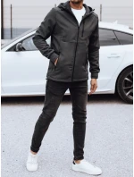 Pánská přechodná softshellová bunda s kapucí tmavě šedá FashionStreet TX4818