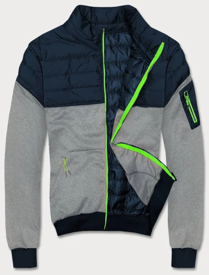 Tmavě pánská bunda s zipy model 18416081 - J.STYLE Tmavě pánská bunda s zipy model 18416081 - J.STYLE