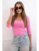 Halenka s kulatým výstřihem světle růžová
